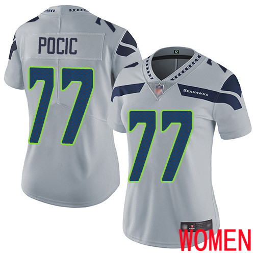 Seattle Seahawks Limited Grey Women Ethan Pocic Alternate Jersey NFL Football #77 Vapor Untouchable->seattle seahawks->NFL Jersey